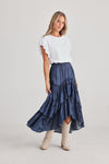 blue denim maxi skirt