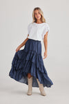 blue denim maxi skirt