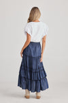 blue denim maxi skirt
