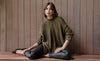 Funnel Neck Rib Detail Knit - Charcoal