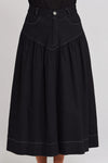 Zoey Skirt - Black with White Top Stitching