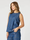 Charli Reversible Button Up Denim Vest - Denim