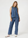 Charli Reversible Button Up Denim Vest - Denim
