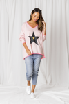 Bonnie Star Striped Tee - Pink/White