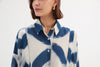 Boxy Pleat Shirt - Blue Diamond Print