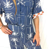 Denim Palm Print Pant