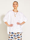 A Walk In The Park Linen Oversized Batwing Top - White