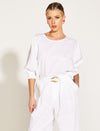 A Walk In The Park Linen Oversized Batwing Top - White