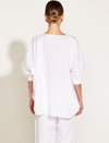 A Walk In The Park Linen Oversized Batwing Top - White
