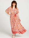Ashley Midi Wrap Dress - Pink Blossom