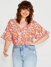 Ashley V-Neck Top - Pink Blossom