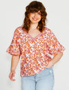 Ashley V-Neck Top - Pink Blossom