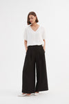 Pleat Front Palazzo Pant - Black