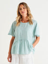 Cassandra Top - Teal Stripe