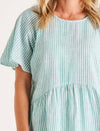Cassandra Top - Teal Stripe