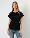 Cuff Sleeve T-Shirt - Black/ Embroidered Logo