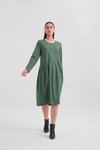 Long Sleeve Diagonal Seam Dress - Lilypad