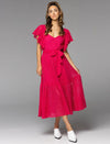 Dream Lover Broderie Midi Dress - Ruby Pink