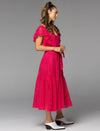 Dream Lover Broderie Midi Dress - Ruby Pink