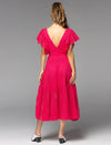 Dream Lover Broderie Midi Dress - Ruby Pink