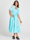 Felix Tiered Midi Dress - Aqua