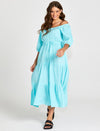 Felix Tiered Midi Dress - Aqua