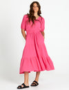 Felix Tiered Midi Dress - Pink
