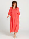 Francesca Puff Sleeve Midi Dress - Pink