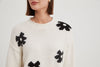 Flower Contrast Knit - Ivory