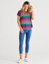 Hailey Short Sleeve Tee - Rainbow Stripe