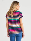 Hailey Short Sleeve Tee - Rainbow Stripe