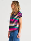 Hailey Short Sleeve Tee - Rainbow Stripe