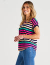 Hailey Short Sleeve Tee - Rainbow Stripe