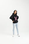 Ellen Hoodie - Black with Irregular Pink Stripe X