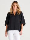 JuliaBillow Sleeve Blouse - Black