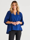 Julia Billow Sleeve Blouse - Blue