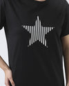 Maxie T-Shirt Dress - Black with Black & White Stripe Star