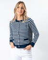 Navy Cardigan - Navy/White Stripe