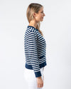Navy Cardigan - Navy/White Stripe