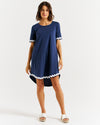 Nyree Dress - Navy with White Ric Rac
