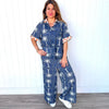 Denim Palm Print Pant