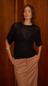 Romy Open Knit Tee - Black