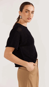 Romy Open Knit Tee - Black