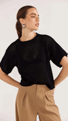 Romy Open Knit Tee - Black