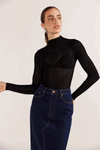 Muse Sheer Knit Top - Black