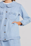 Bowtique denim Shacket - Stone wash Denim