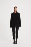 Funnel Neck Rib Detail Knit - Charcoal