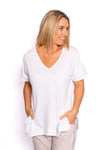 The Hatfield V Neck Swing white t-shirt
