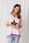Bonnie Star Striped Tee - Pink/White