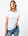Cuff Sleeve T-Shirt - White / Embroidered Logo